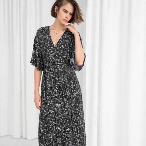 & Other Stories | Black and White Wrap Maxi Dress - Picture 1 of 8